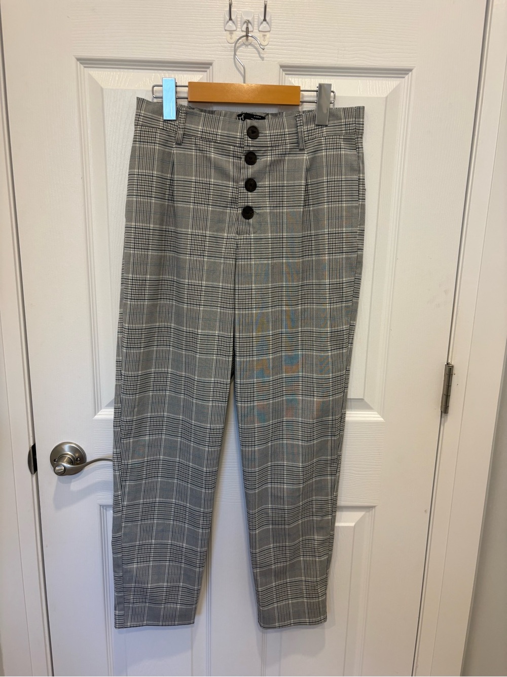 Zara High-Waist Gray Plaid Women’s Dress Pants #1243